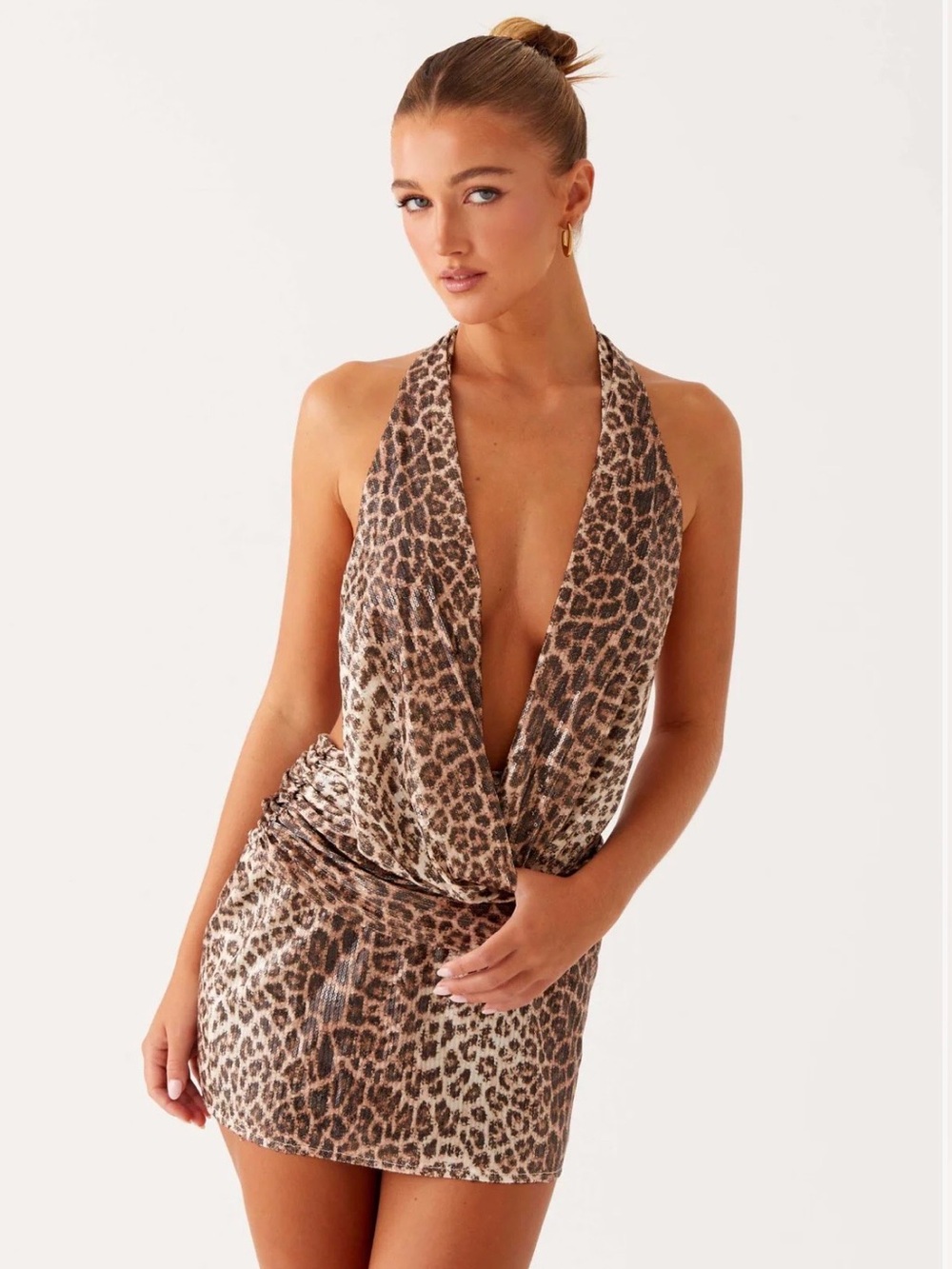 Peppermayo Leopard Elysia Sequin Mini Dress